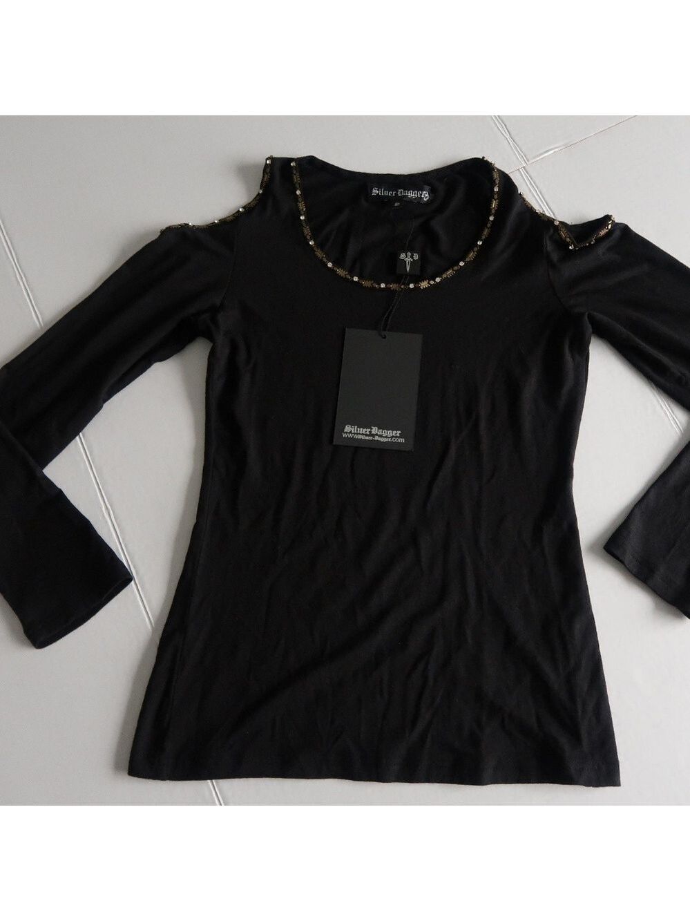 Silver Dagger Black Cold Shoulder Women’s Top